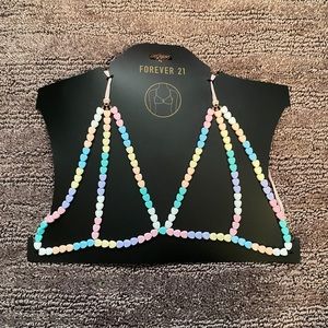 Heart beaded body bra chain